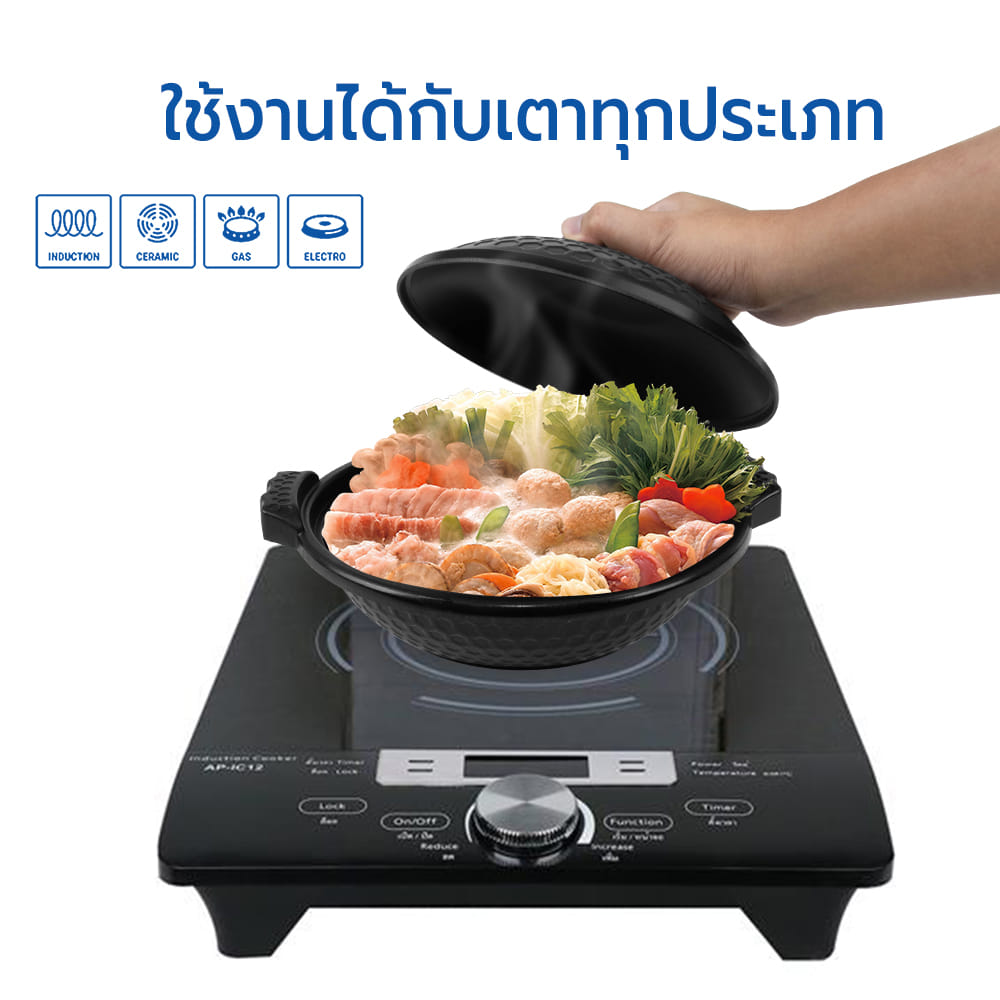 หม้ออะลูมิเนียมพร้อมฝา 20 ซม. RRS สีดำ_4